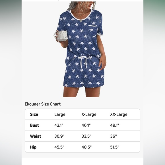 NWOT Blue & White Star Pajama Set - Picture 9 of 9